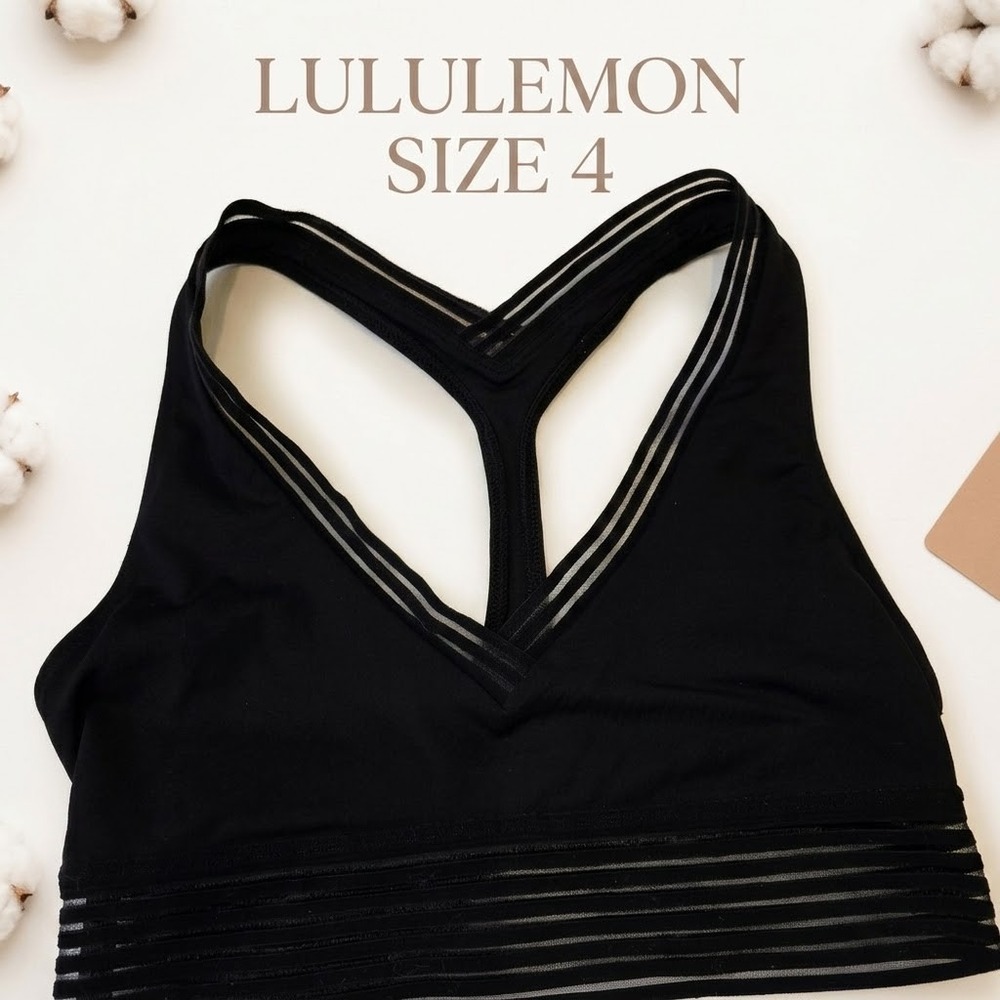 Lululemon Free To Be Bra Wild Mesh Women Size 4 Black Yoga Gorpcore